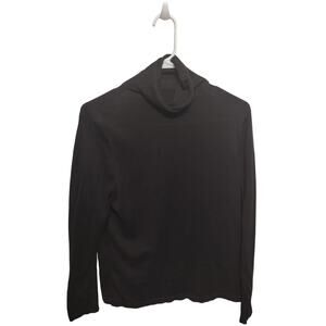 Beyond Threads 100 Percent Pima Cotton Turtleneck Top Black Lightweight Timeless